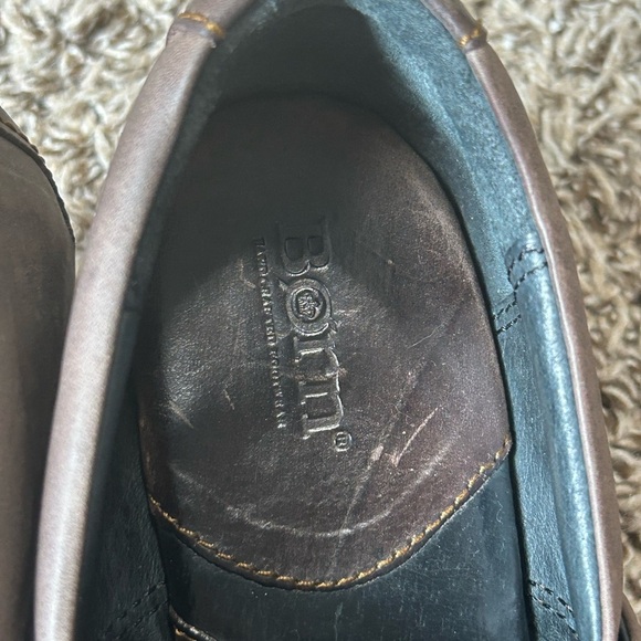 Born Kinney Sz 8 Distressed Brown Leather Booties Slip On Clogs Western Boho - Picture 4 of 10